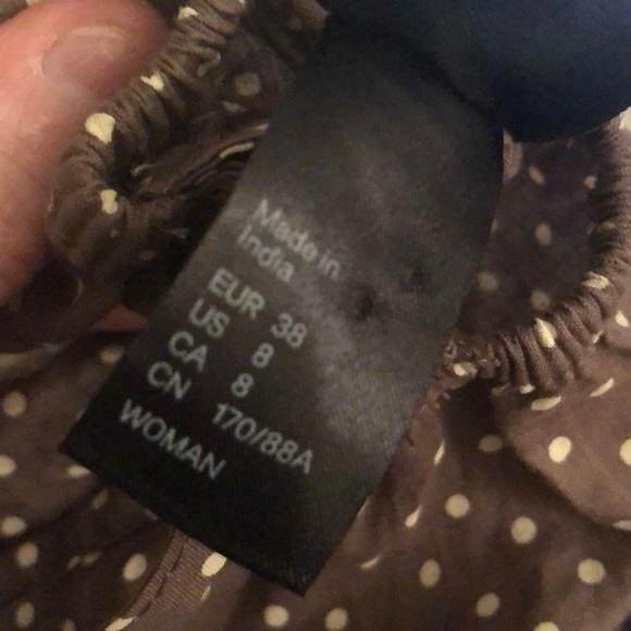 H&M Tiered Olive Brown White polkadot Dress - Picture 6 of 6